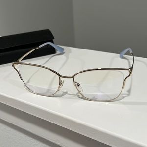 Prada Blue and Gold Cat Eye Glasses Frames